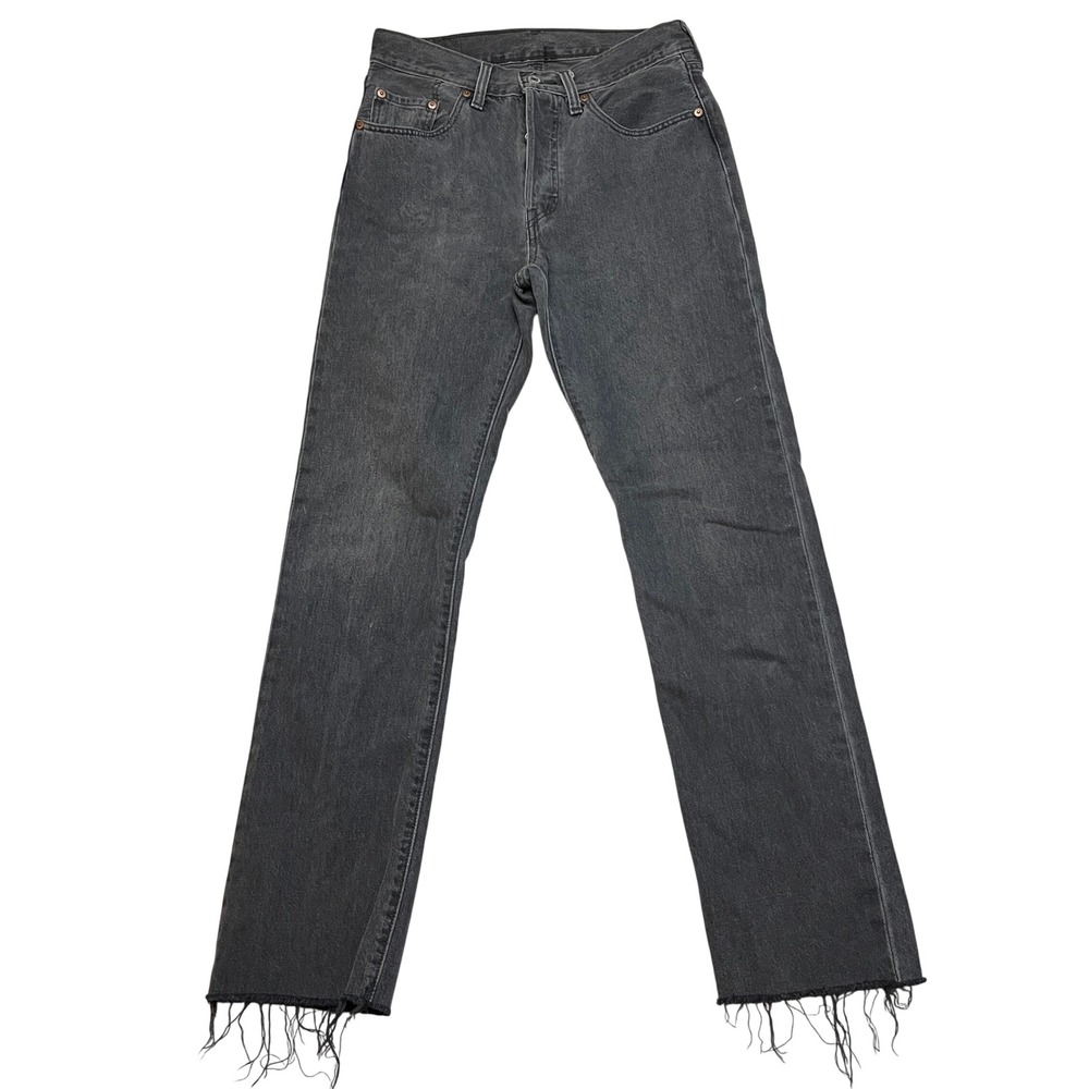Levi's 501 Jeans Mens 28 Gray Straight Leg Original Fit Button Fly Raw Hem Denim